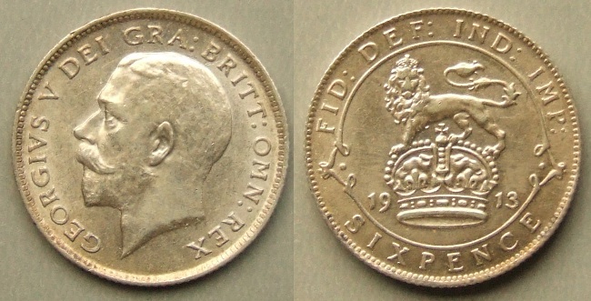 1913 Sixpence